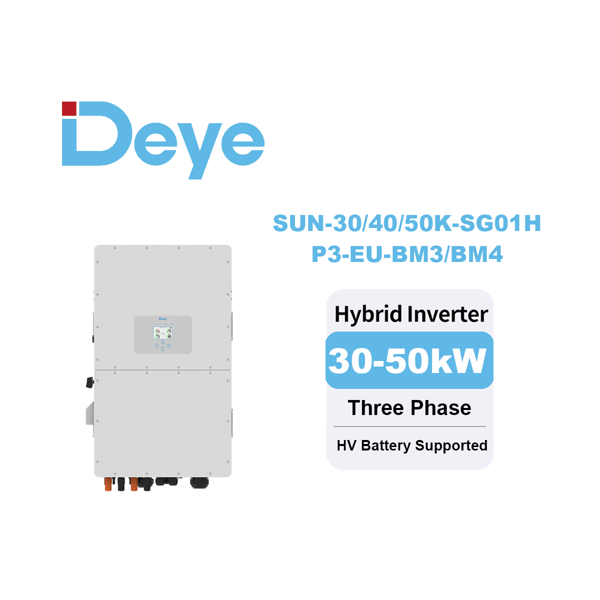 Best Price Deye SUN-30/40/50K-SG01HP3-EU-BM4 High Voltage Hybrid Inverter for 30kw 40kw 50kw Solar Energy System -Koodsun